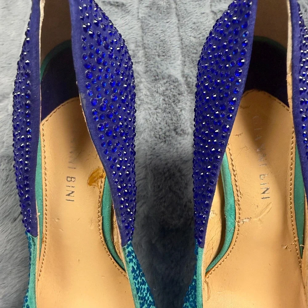 Gianni Bini Ombre Rhinestone Platform Pumps Blue Teal Orange Heels 9.5M